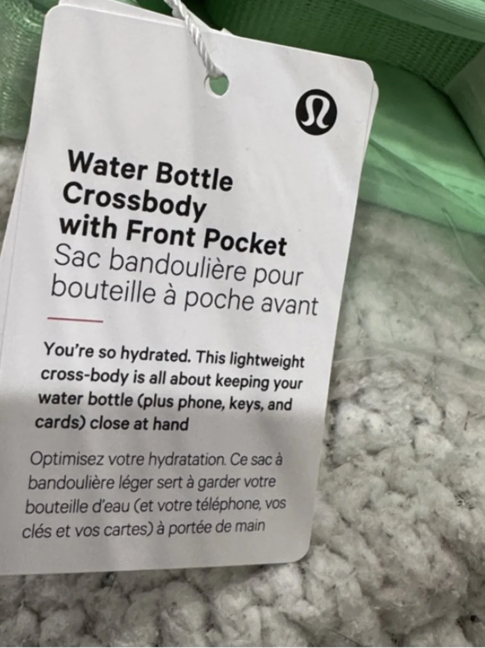 Lululemon Lime / Rainforest Green Crossbody Water Bottle with Front Pocket